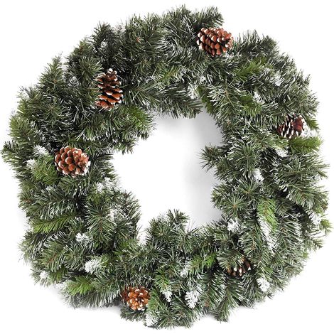 Snow King Fir Christmas Wreath with Pine Cones - 60cm - 200 Tips (1/2)
