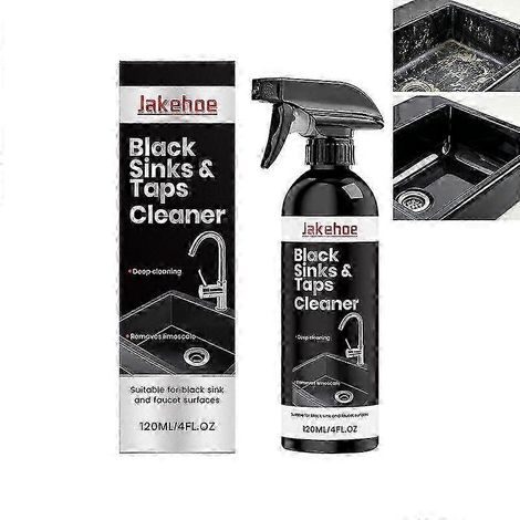 Spray détartrant pour robinets et éviers noirs 120 ml, nettoyant anticalcaire doux pour robinets noirs, mousse anticalcaire pour salles de bain et cuisines (1 pièce) (1/5)