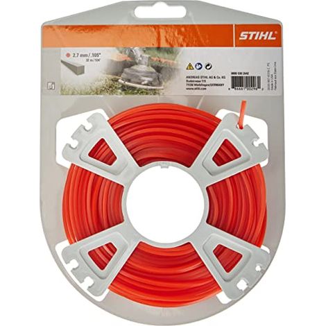 Stihl - Filo per falciatura quadrato, 2,7 mm x 32 m, 34 m, colore: Arancione (1/4)