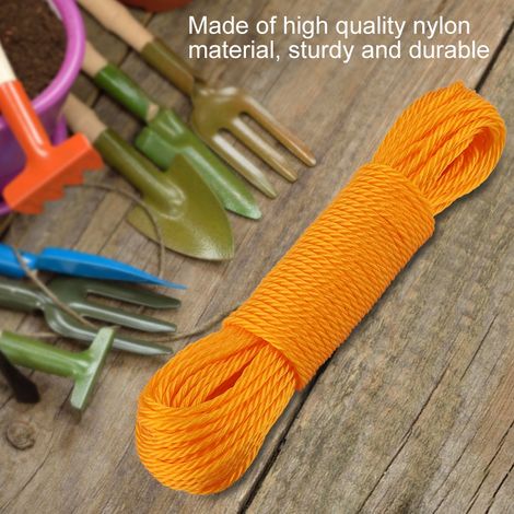 Corde à linge en nylon de 20 m, idéale pour le jardin, le camping et les activités de plein air (orange) (1/5)
