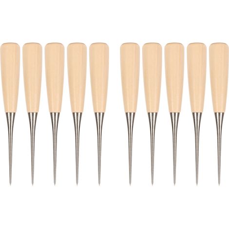 Poinçon à manche en bois avec pointe en acier inoxydable, adapté à la couture, au poinçonnage du cuir et à la reliure. (1/5)