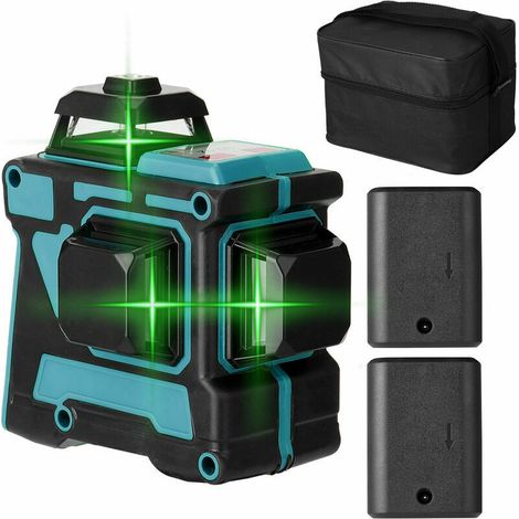 Niveau laser Indicateur de niveau laser multifonction 3D 12 lignes + batterie + chargeur + étui de transport corps bleu, deux batteries, Prise européenne - Prise européenne Niveau laser (1/5)