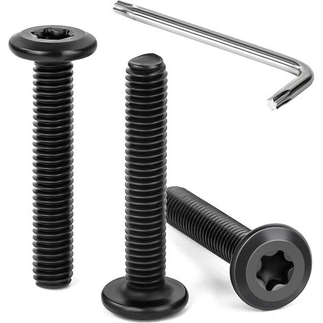 30 Pièces Vis à Tête Plate Torx Noir M6 x 35 mm Vis à Six Pans Creux en Acier Inoxydable A2 V2A Boulons de Meubles Hexagonale avec Clé T30 Filetage Complet (1/5)