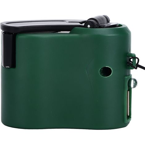 Chargeur manivelle USB vidéo pour téléphone, tablette, PC, MP3, radio - Vert, idéal voyage extérieur, recharge d'urgence mains libres. (1/5)