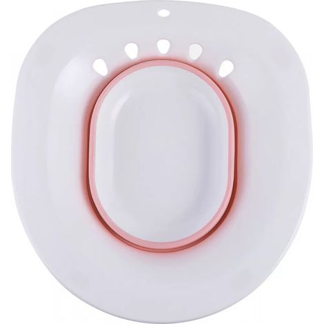 Toilettenausstattung für ältere Patientinnen mit postpartalen Hämorrhoiden, einschließlich Sitzbad, Waschbecken und neuem Bidet. (1/5)