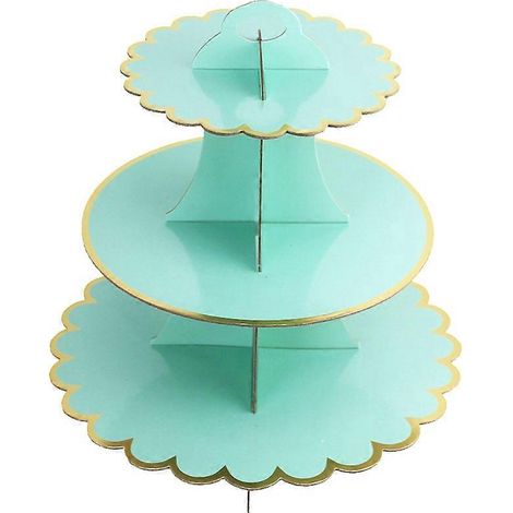 Présentoir à gâteaux à trois étages en papier doré, 1 pièce, décoration créative pour mariage et anniversaire (vert) (1/5)