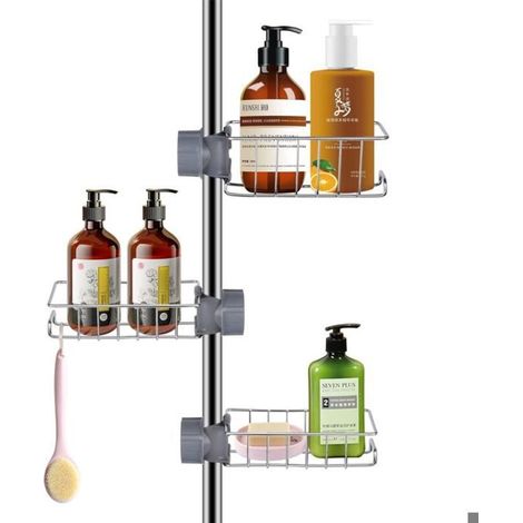 3 pièces Porte Savon Douche pour Tringle ,étagère Douche antirouille sans perçage Porta sapone doccia pour Tringle 18-27mm (1/4)