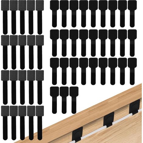 Lot de 50 serre-câbles de bureau auto-adhésifs - Bande - Organisateur de câbles de bureau - Serre-câbles - Clips de fixation pour câbles - Pour TV, guirlande lumineuse (1/5)