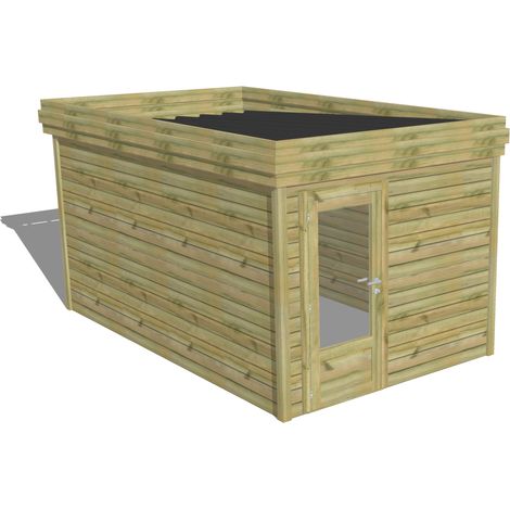 ABRI DE JARDIN bois Pin autoclave 27mm - 2,64x4,34m / 11,5m2 - Bac acier - Abri Français