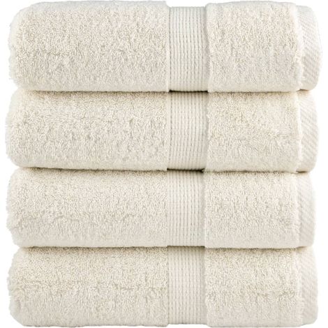 Serviettes de toilette de qualité supérieure SOLUND, lot de 4, couleur crème, 30 x 30 cm, 600 g/m²