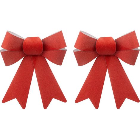 Déco de Noël Lot de 2 Noeuds Rouge pailleté 14 x 18 cm - Feeric Christmas (1/2)