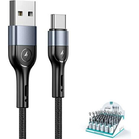 Câble USB-C tressé noir USAMS de 1 m