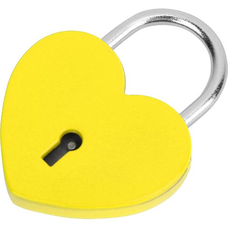 Cadenas cœur métallique coloré exquis, fournitures artisanales domestiques avec clé, 45x59mm jaune (1/5)