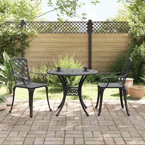 Maison Exclusive - 3-tlg. Bistro-Set Schwarz Aluminiumguss