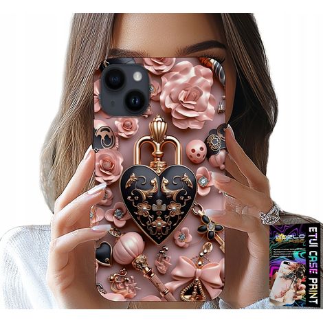 Hülle für iPhone 13 – feminine Muster, Vorhängeschloss-Herz-Hülle + Glas (1/5)