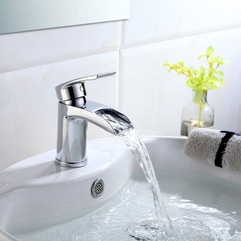 Lucy Contemporary Chrome Waterfall Basin Mono Mixer Tap & Waste (1/5)