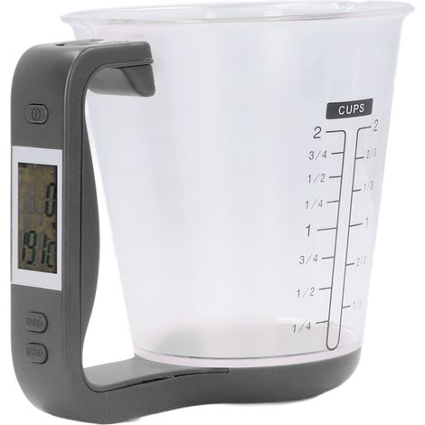 Tragbare elektronische Küchenwaage (1 kg) mit Messbecher und LCD-Display für Kaffee, Milch und Gewürze – Schwarz (1/5)