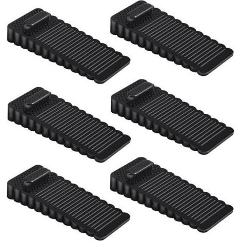 Cale Porte PVC 6 Pièces, Bloque Porte Sol Réglable en Hauteur et Empilée, Arrêts de Portes pour Portes et Sols de Divers Matériaux - Noir (1/4)