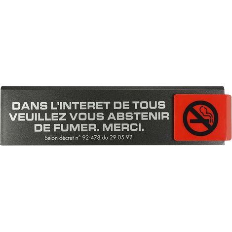 Plaque de porte Dans l'interet de tous veuillez vous abstenir de fumer. Merci - Europe design 175x45mm - 4261003