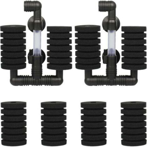 2 PCS Kit Filtre Exhausteur Aquarium Filtre d'aquarium Double avec 4 Éponges de Rechange pour Filtrage Biologique et Mécanique (1/5)