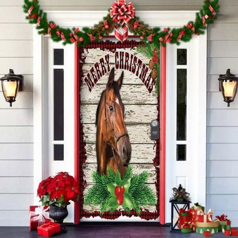 Couverture de porte - AFFICHE - Noël - Tissu - 200x90cm - Décoration extérieure COUVERTURE