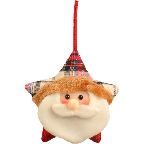 (1 Stück) (Vintage-Stil) Rentier-Weihnachtsbaumschmuck, kreatives Plüschtier, fünfzackiger Sternanhänger, 15 x (15 + 7 cm Kordel), Baumwollstoff und -füllung (1/2)