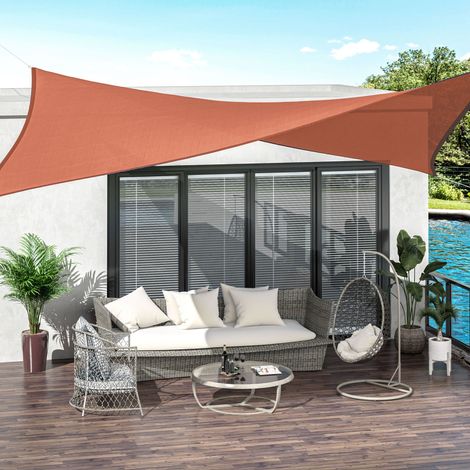 Tente voile rectangulaire résistante aux UV corde PE acier inoxydable - Dimensions: 4x6 m - Couleur: Rouge