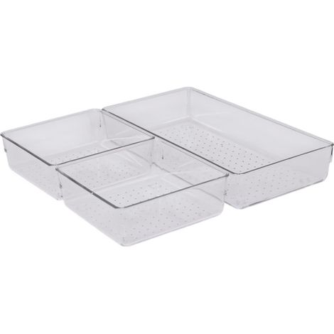 Lot de 3 Organiseurs de Tiroir "Paul" 30cm Transparent (1/4)
