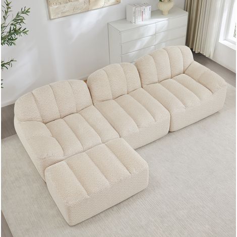 Sofa 3-Sitzer modular mit Ottoman L-Form Fleece OKMYHOME (1/5)