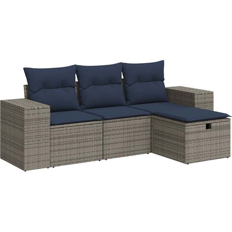 Maison Exclusive - 4-tlg. Garten-Sofagarnitur mit Kissen Grau Pol