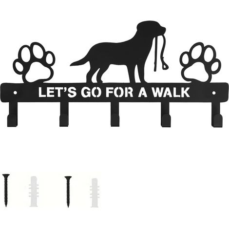 Crochets pour clés, 5 crochets en métal pour laisse de chien, crochets muraux en fer pour porte d'entrée, rangement de affaires d'extérieur pour chien, pour accrocher collier, laisse (1/5)