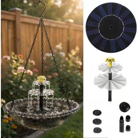 Fontaine solaire suspendue pour oiseaux - Fontaine d'extérieur en forme d'échelle avec pompe à eau et décoration de jardin