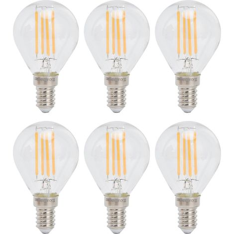 Lot de 6 ampoules LED G45 E14 à filament transparent vintage 4W, dimmables, pour lustre, lumière chaude, 220V (1/4)