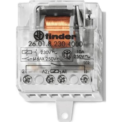 Rele a impulsi 1no 10a bobina ac 230v morsetti bussola finder 260182304000