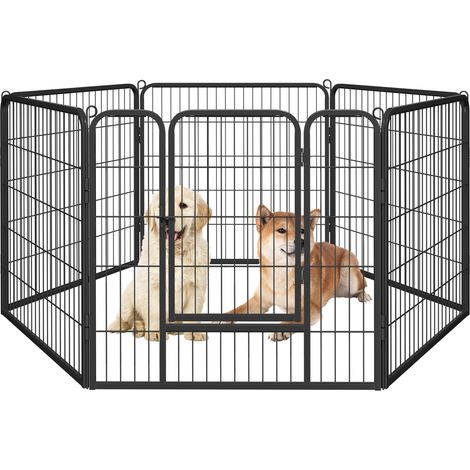 Yaheetech Recinto per Cani Grande da Interno Esterno Giardino Conigli Cuccioli Recinzione Animali Domestici Rete 6 pz 80 x 80 cm Nero (1/5)