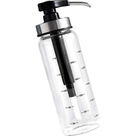 Distributeur d'huile d'olive 300 ml, broyeur à huile et vinaigre avec distributeur de miel, bouteille carrée en verre avec S (1/4)
