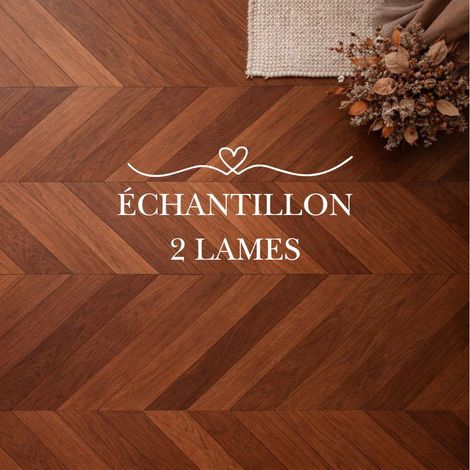DILECI - [ÉCHANTILLON] - Parquet contrecollé chêne français, Point de Hongrie , Chevron 510×83×15 mm mm  Teinte foncée Élégante (1/5)
