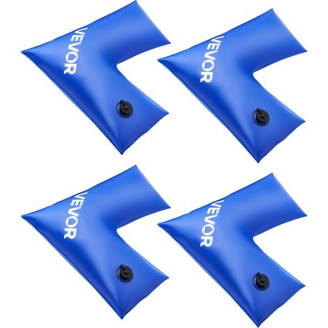 Sac à Eau pour Bâche de Piscine, Lot de 4, Sac de Lestage d'angle, 57x56,5 cm, Sacs en Tube Lestés PVC Épaisseur 0,4 mm, avec Bouchon à Visser Étanche, pour Bâche de Piscine Creusée Hiver, Bleu (1/5)