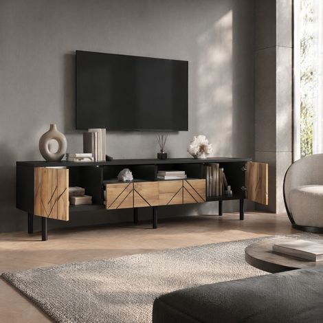 Mueble TV 180 x 40 x 45 cm con 2 cajones y 2 puertas, en aglomerado HAVRYA (1/5)