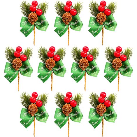 10 pièces de brins de décoration de noël, arbre en plastique de 10cm (1/5)