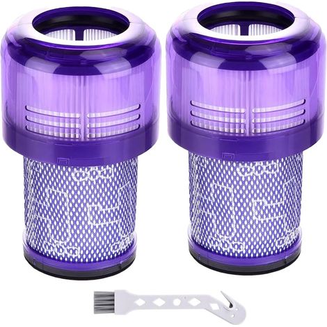 Ersatz Filter für Dyson V12 Detect Slim Staubsauger,Absolute Extra/Total Clean/Fluffy Zubehör Hinterer Filter Ersatzteil 971517-01(2 Stück Hepa Filter 1 Reinigungsbürste)
