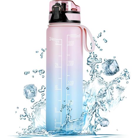 Trinkflasche 1L Sport Wasserflasche BPA Frei rutschfest Gummi (1/5)