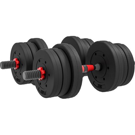 HOMCOM Set 12 Dischi Pesi da 20 kg totali con Bilanciere e Connettore Nero (1/5)