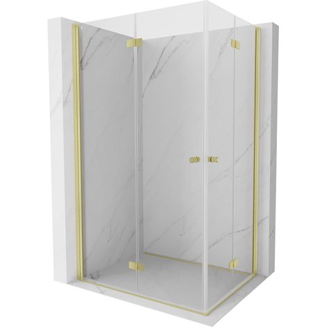 Mexen Mist-F Duo Duschkabine faltbar 100 x 70 cm, transparent, gebürstetes Gold - 8A6-100L-070P-55-00