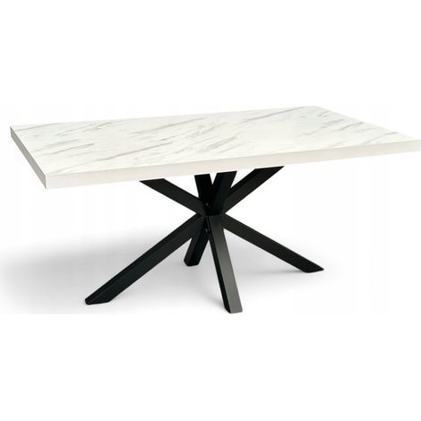 Esstisch Weiß Marmor 80x160 cm, Schwarz Metall Spider-Beine – Fest (1/5)