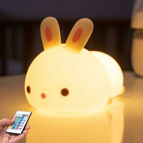 Veilleuse Enfant,Veilleuse Bébé Fille Lapin ,Veilleuse Led Rechargeable USB Electrique Portable,Lampe de Chevet Nuit Odipie (1/4)
