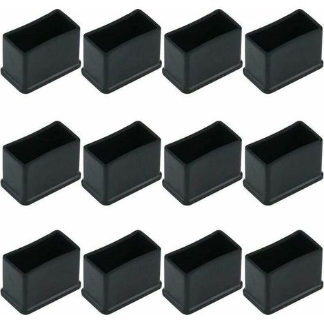 Lot de 12 embouts de protection en caoutchouc noir pour pieds de meubles – Dimensions 15 x 30 mm – Réduction du bruit et protection des sols-Crezuo (1/5)