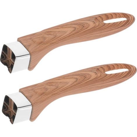 2 pièces Poignée Bakélite Résistante Chaleur pour Casseroles et Poêles Design Bois Moderne Antibrûlure Lot de Remplacement Facile (1/4)