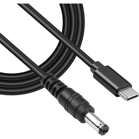 USB C à dc5521 câble de charge d'extension d'alimentation 65w PD USB type C entrée à DC 5.5x2.1mm sortie câble de charge d'alimentation pour routeurs,ordinateurs portables,etc(4.9ft)(12V) (1/5)