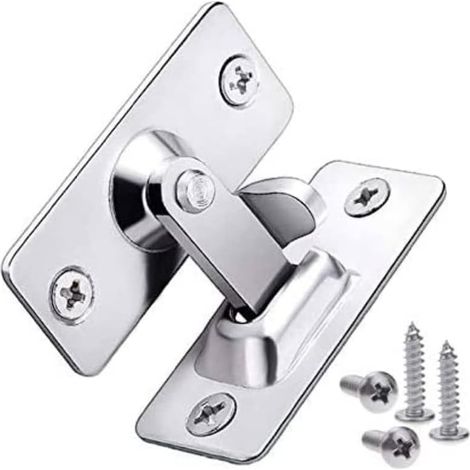 Lot de 2 verrous de porte à angle droit de 90 degrés - Boucle de sécurité en acier inoxydable pour porte, fenêtre, placard, maison (1/5)